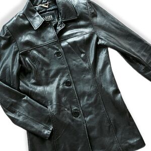 Wilsons Leather Pelle Studio vintage black trench downtown girl blazer jacket